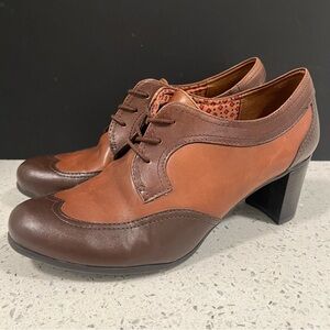 NATURALIZER N5 Comfort Macia Two-Tone Brown Leather Oxford Bootie SIZE 9.5